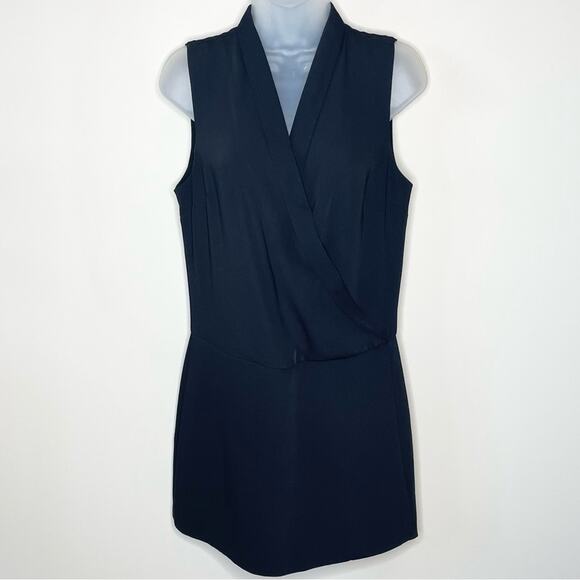 TOPSHOP Black Surplice Wrap Front Shawl Collar Sleeveless Skort Romper Size 8 - Picture 3 of 7